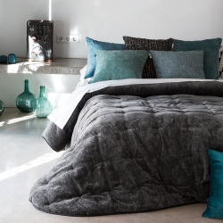 Bedspread Detroit Gris 250x270 cm velvet